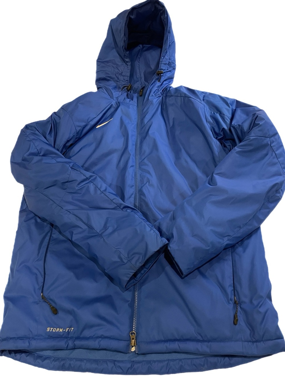 NIKE Storm-FIT Hooded Lightweight Puffer Full Zipper Jacket Royal Large | NWOT